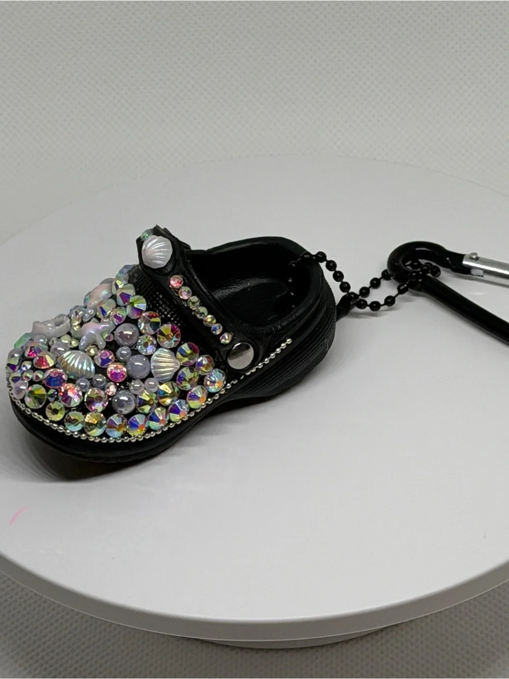 Black Rhinestone Embellished Sandal Key & Card Holder - Sparkle Accent